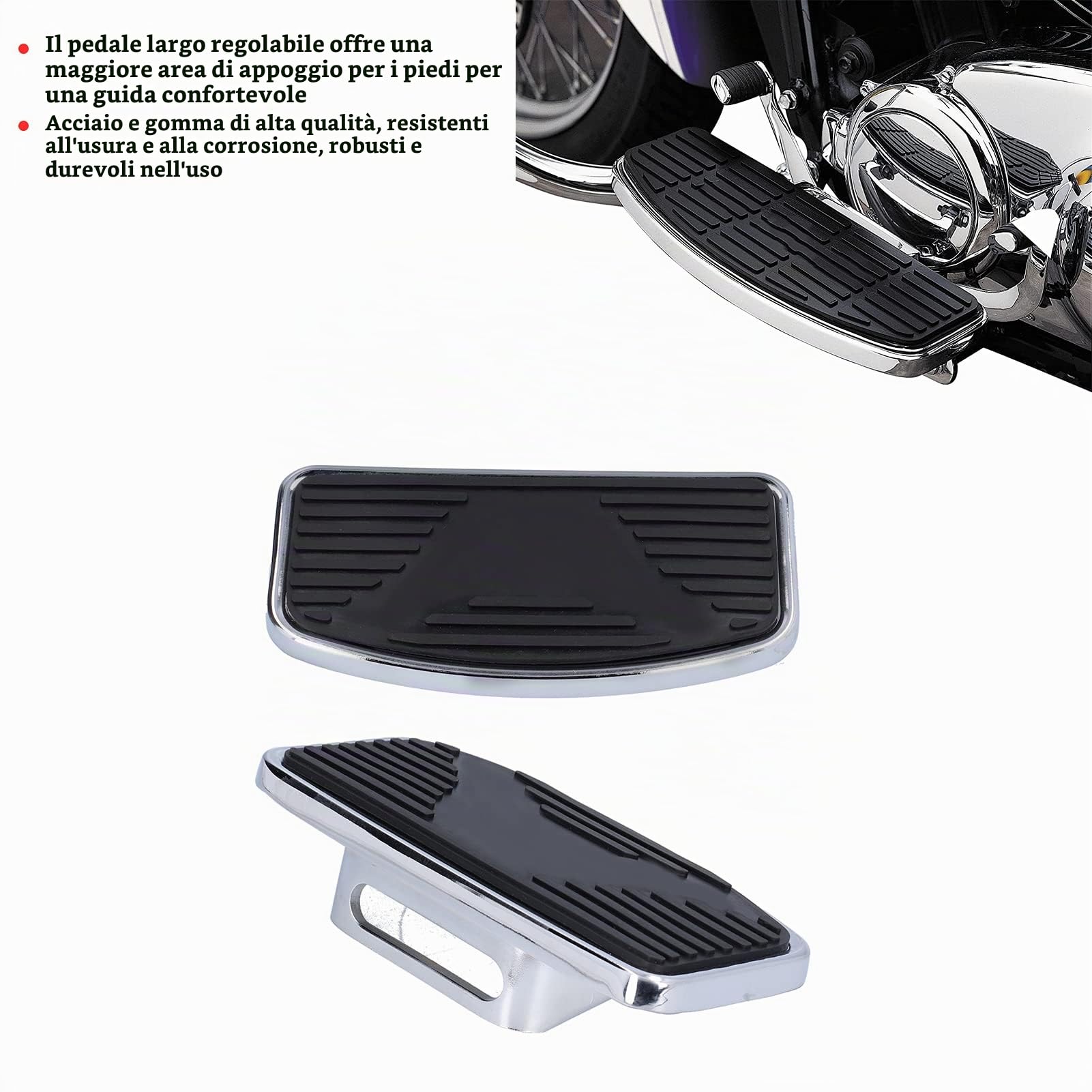 OUKENS Pedane Moto Larghe VTX1300 VTX1800 2 Pezzi Acciaio Gomma
