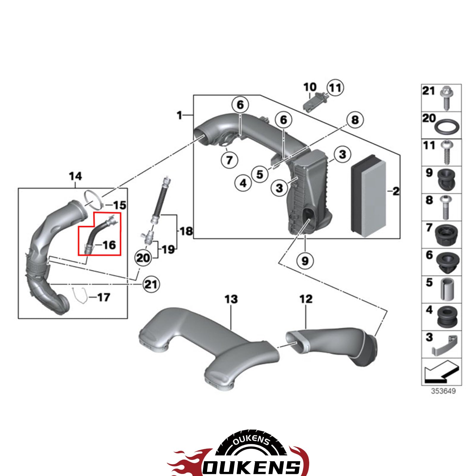 OUKENS 13717803842 Tubo Aspirazione Aria BMW PA66-GF30
