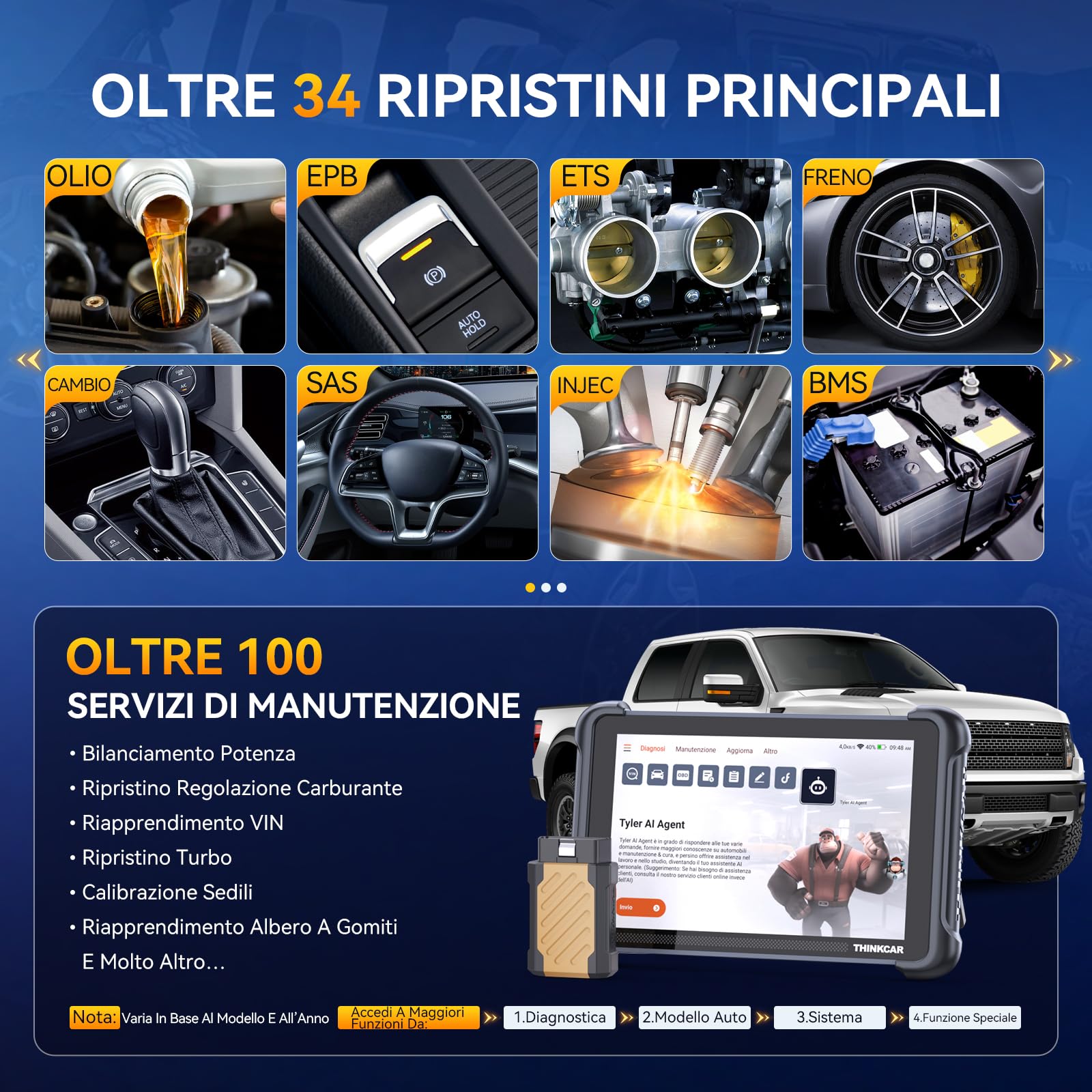 Thinkcar THINKSCAN 662 Scanner OBD2 4 Sistemi 12 Reset