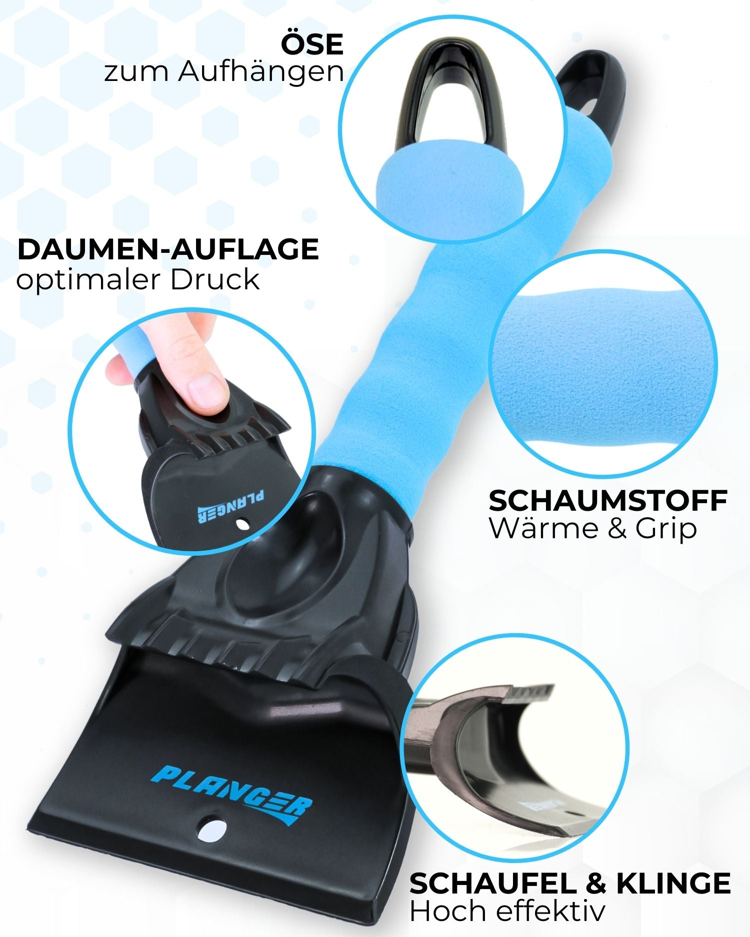 PLANGER Zubehör Eiskratzer raschietto ghiaccio auto 3in1 antigraffio