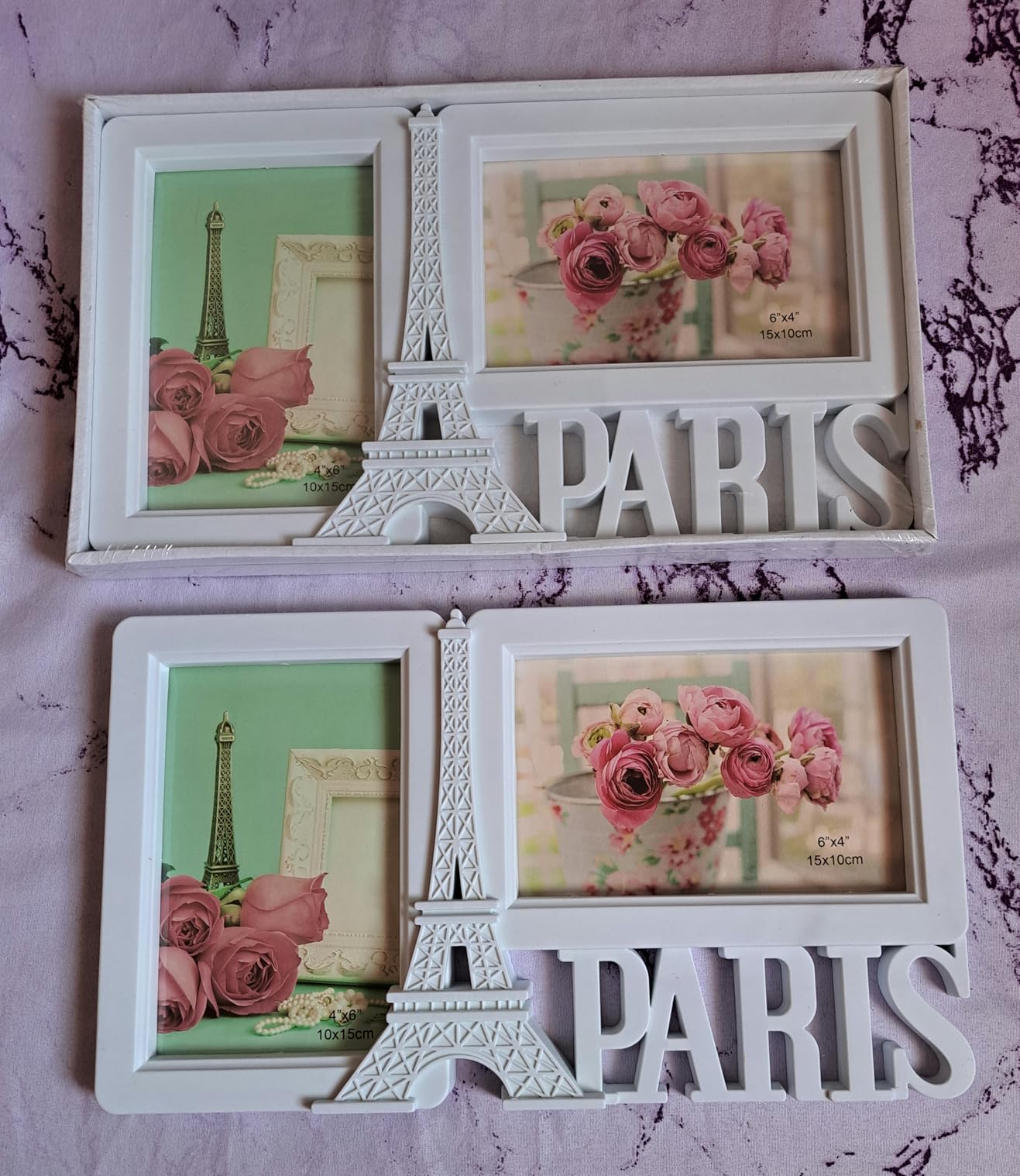OUKENS Paris Tower Cornice Foto Doppia 10x15 Bianca 2pz