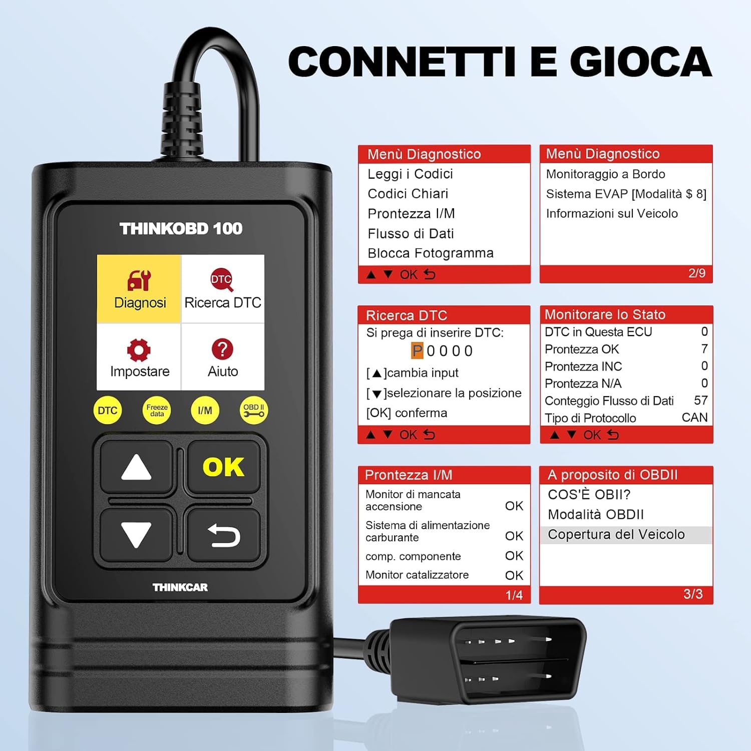 Thinkcar Thinkobd 100 lettore auto OBD2 motore con filo