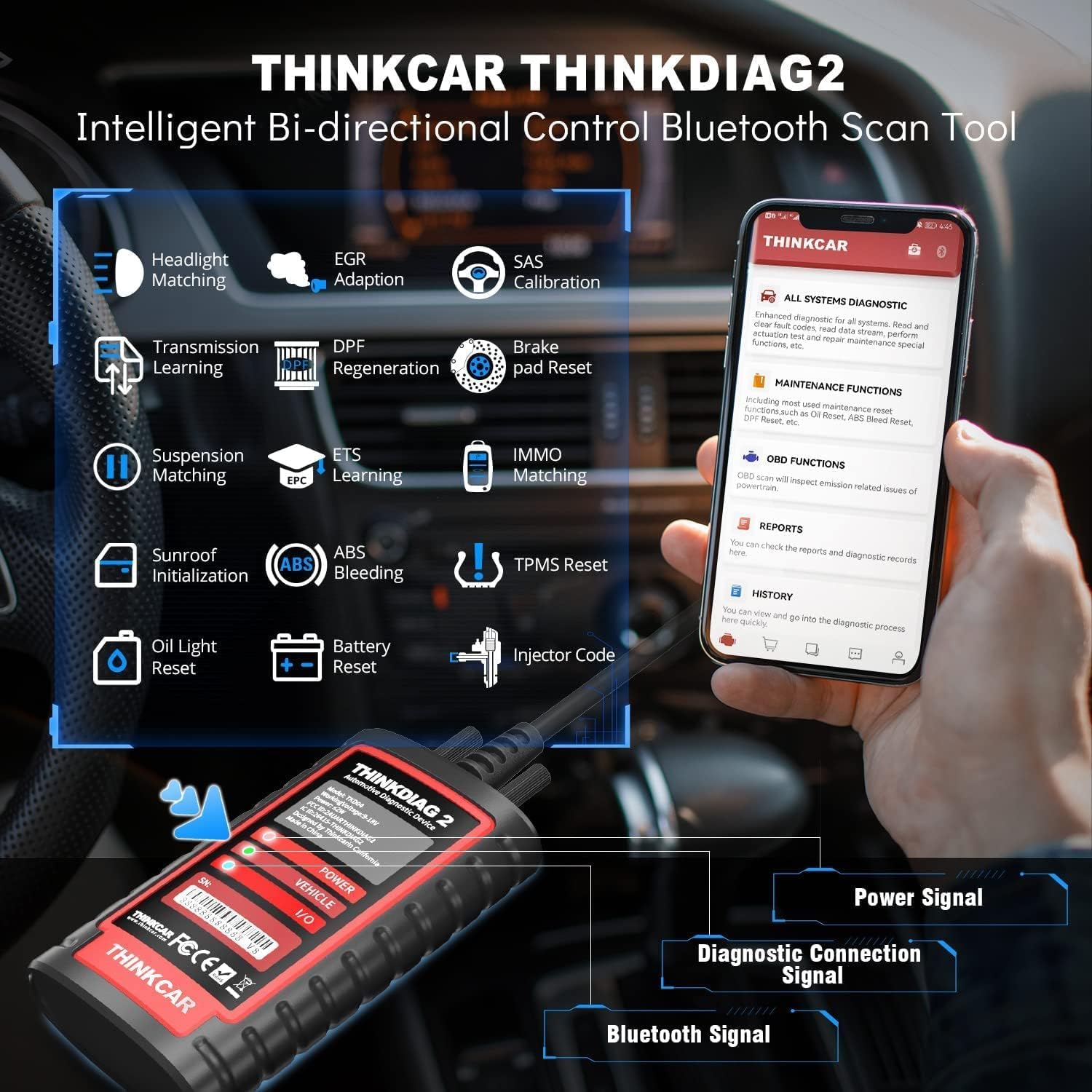 Thinkcar Thinkdiag 2 scanner auto Bluetooth CAN FD 15 reset