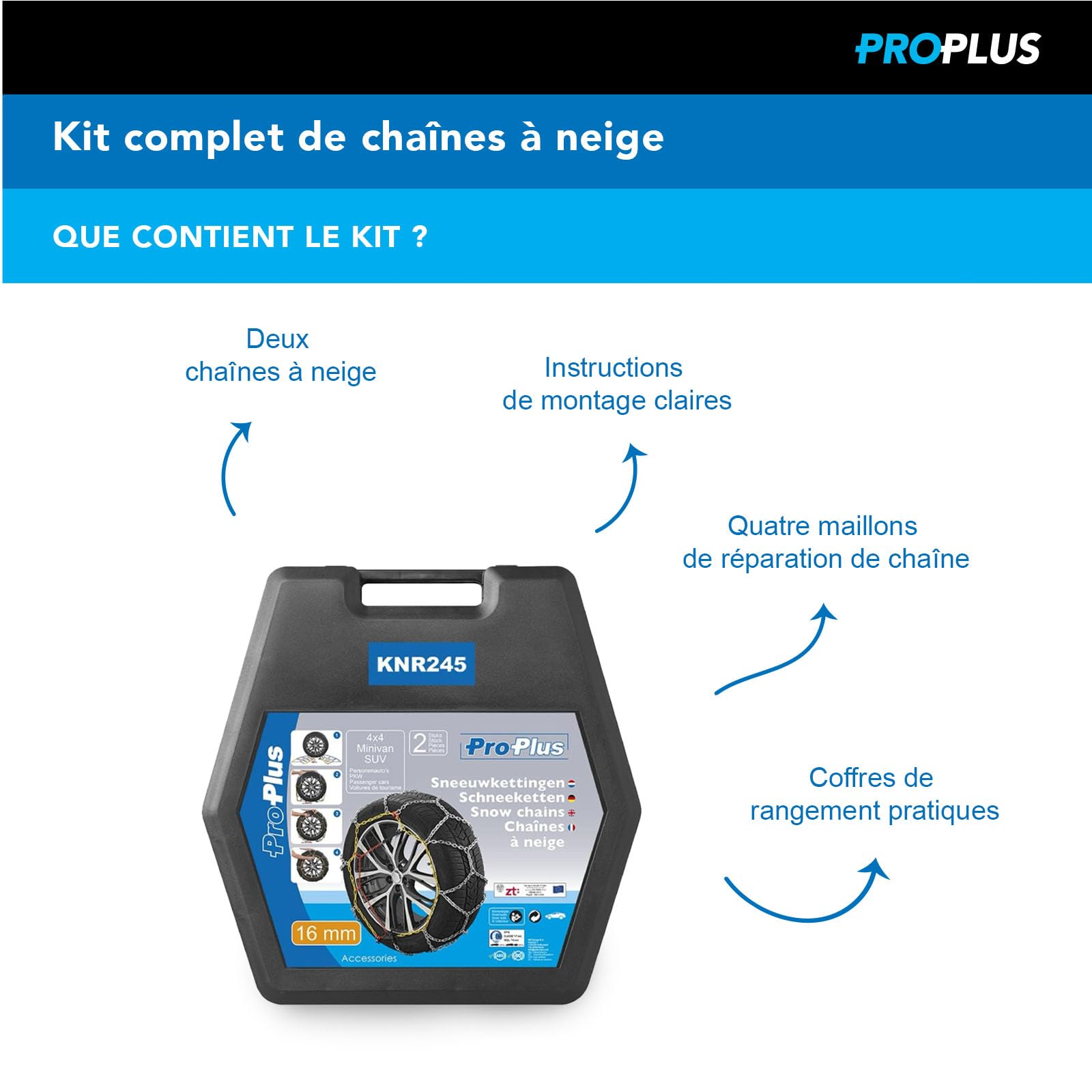 ProPlus KNR245 Catene Neve Auto 16 mm 2 Pezzi ÖNORM