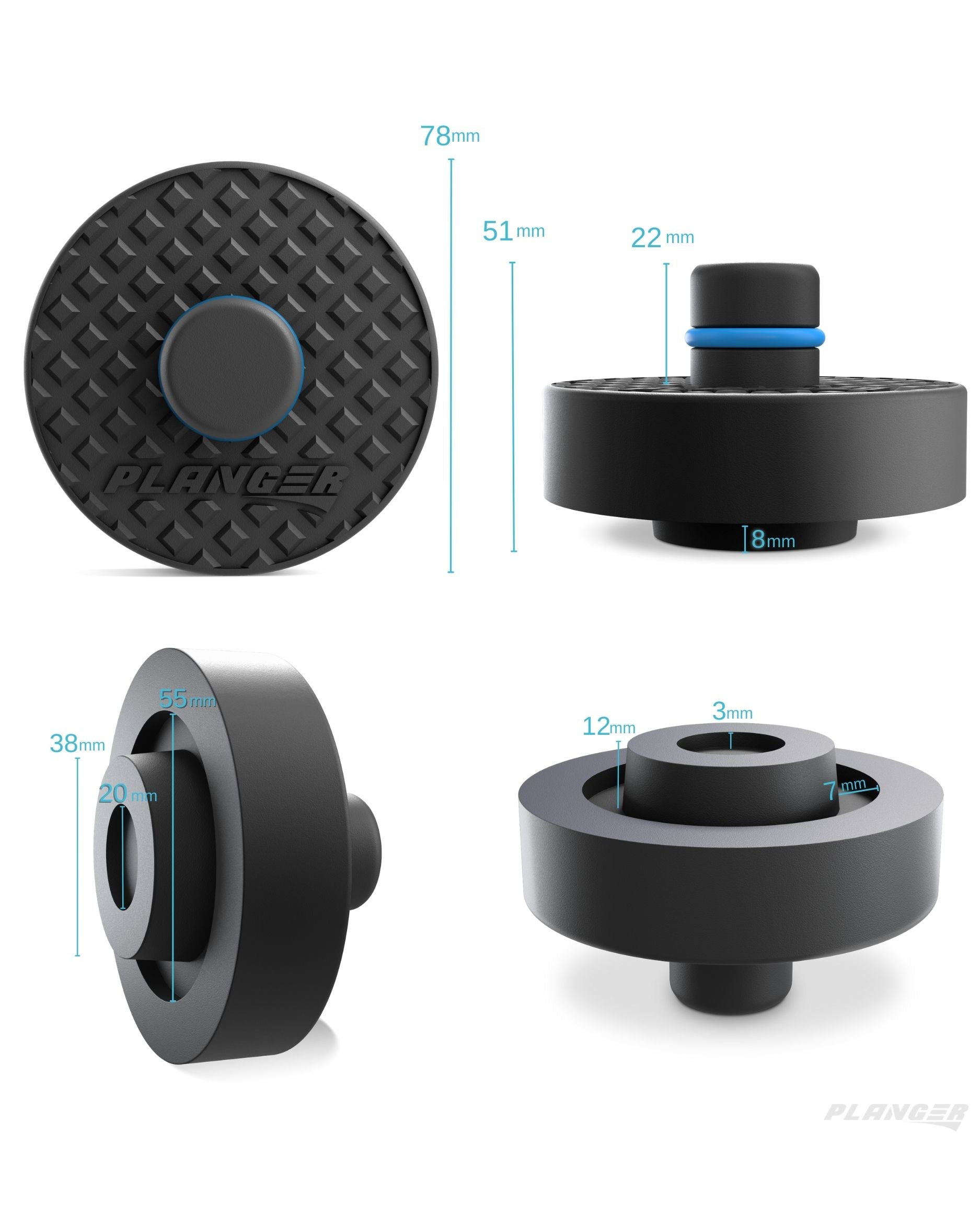 PLANGER Enrgy Pad Piatto Tampone Gomma per Cric Tesla 3,5t