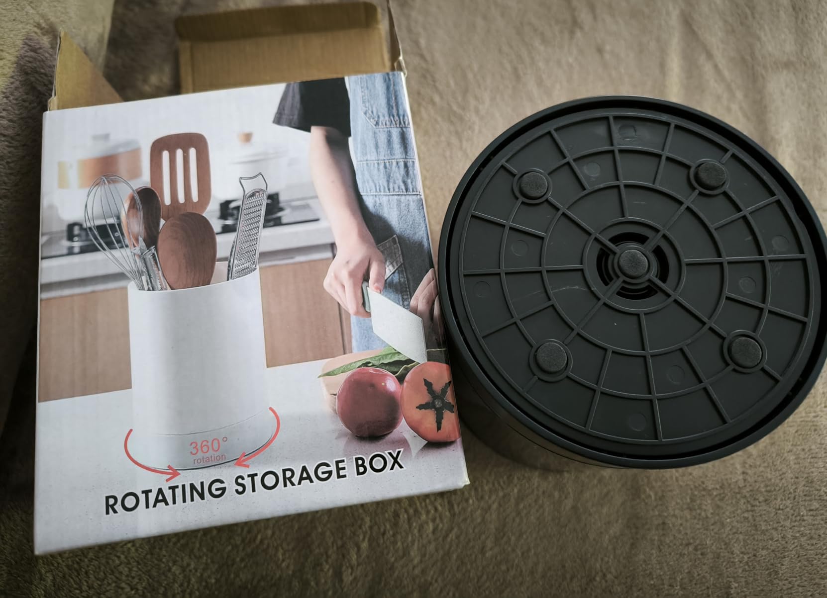 OUKENS Portautensili Cucina Girevole Nero 360° Antiscivolo