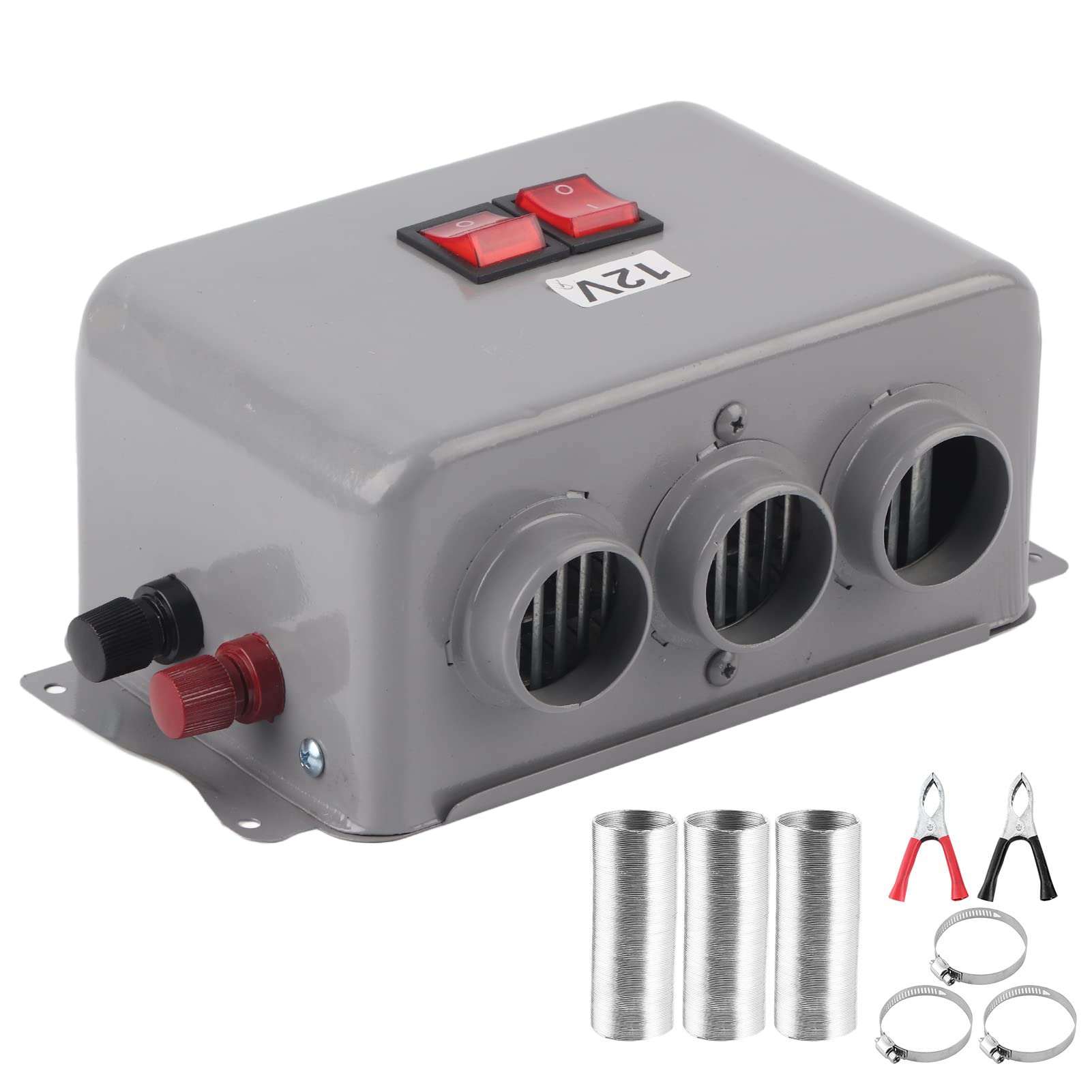 OUKENS Riscaldatore Auto 12V 600-800W 3 Bocchette Nero