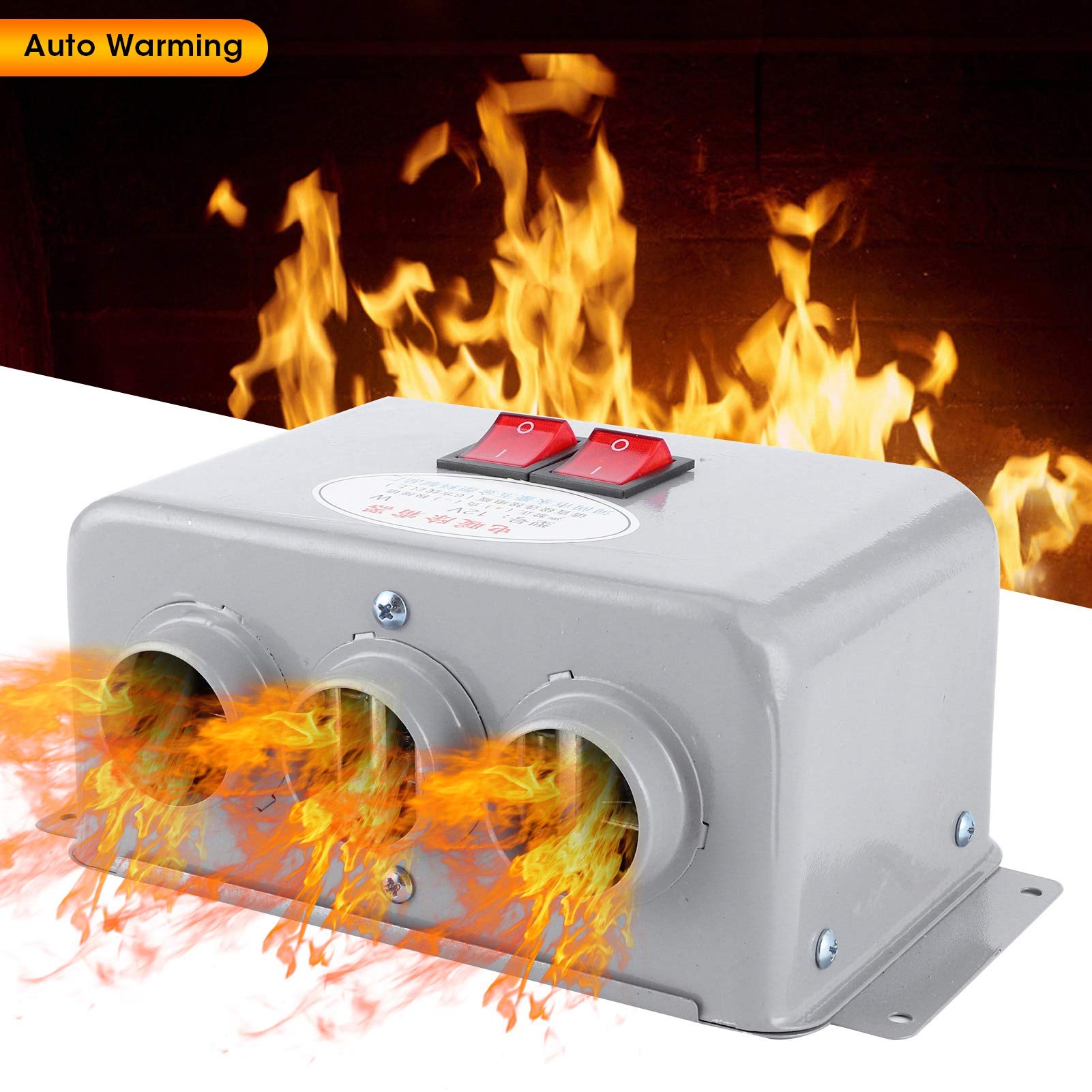 OUKENS Riscaldatore Auto 12V 600-800W 3 Bocchette Nero