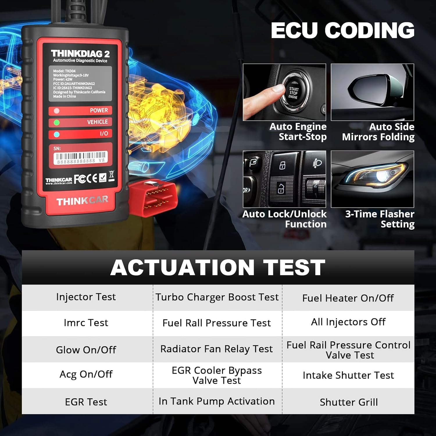 Thinkcar Thinkdiag 2 scanner auto Bluetooth CAN FD 15 reset