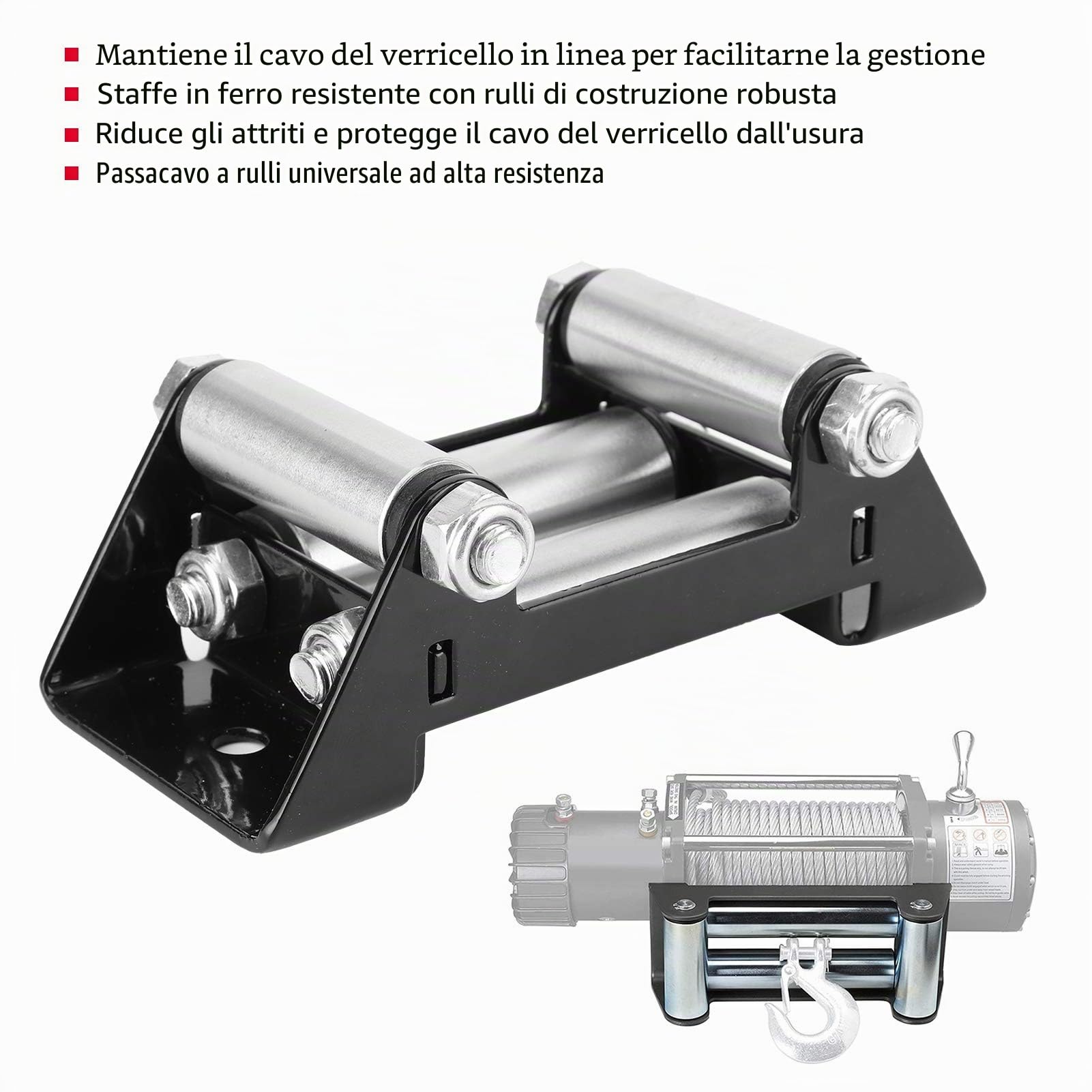 OUKENS Passacavo a Rullo Verricello 125 mm Acciaio