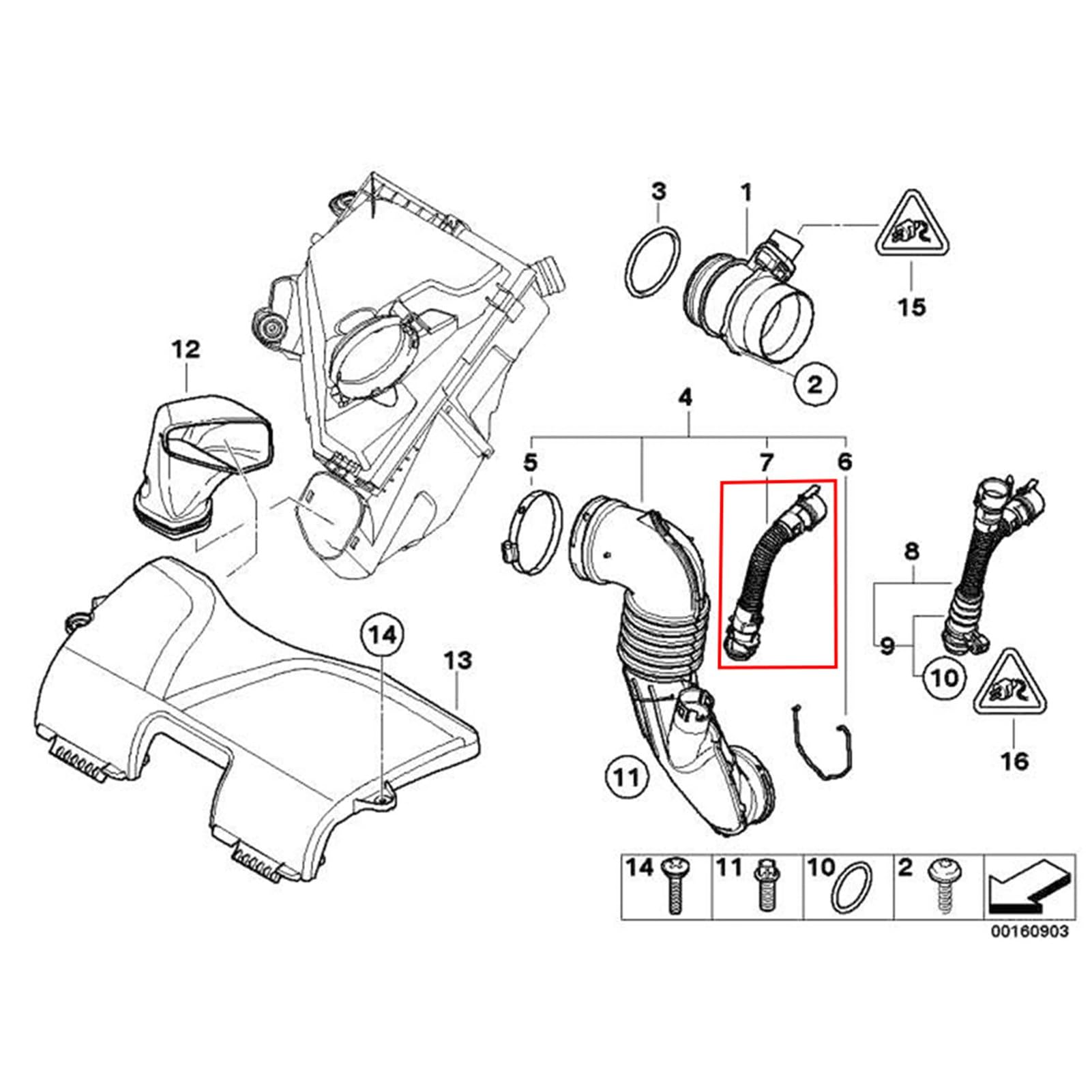 OUKENS 13717803842 Tubo Aspirazione Aria BMW PA66-GF30