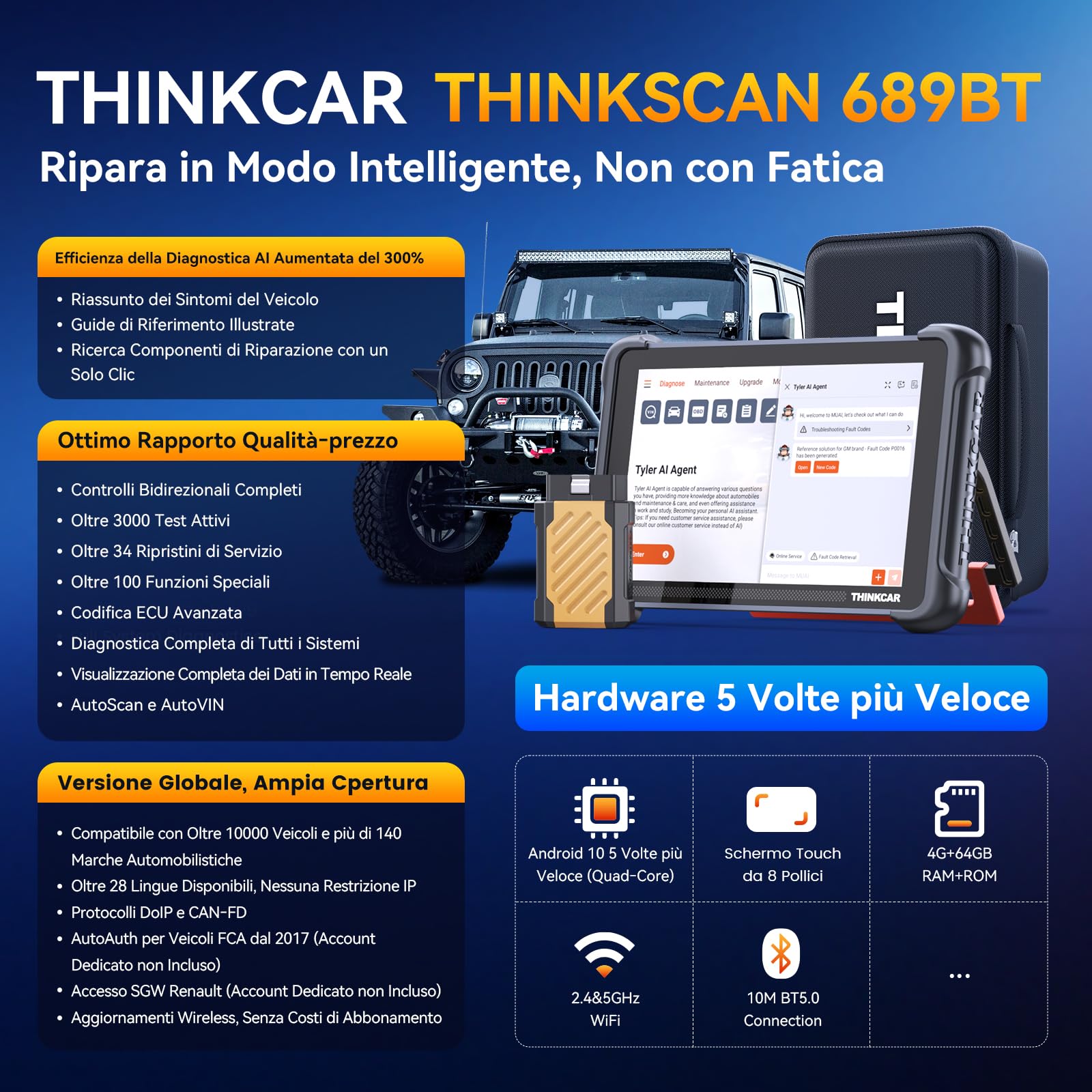 Thinkcar THINKSCAN 662 Scanner OBD2 4 Sistemi 12 Reset