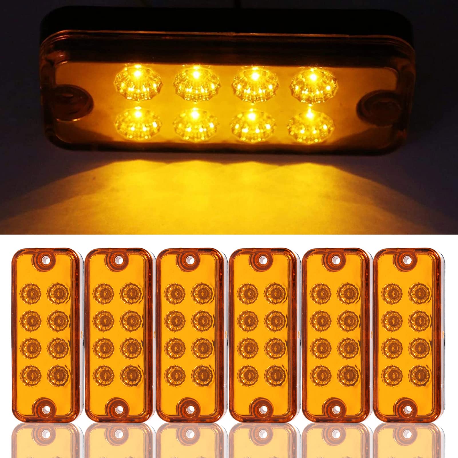 OUKENS Luci Posizione Laterali 8 LED Verdi 12V 6 Pezzi
