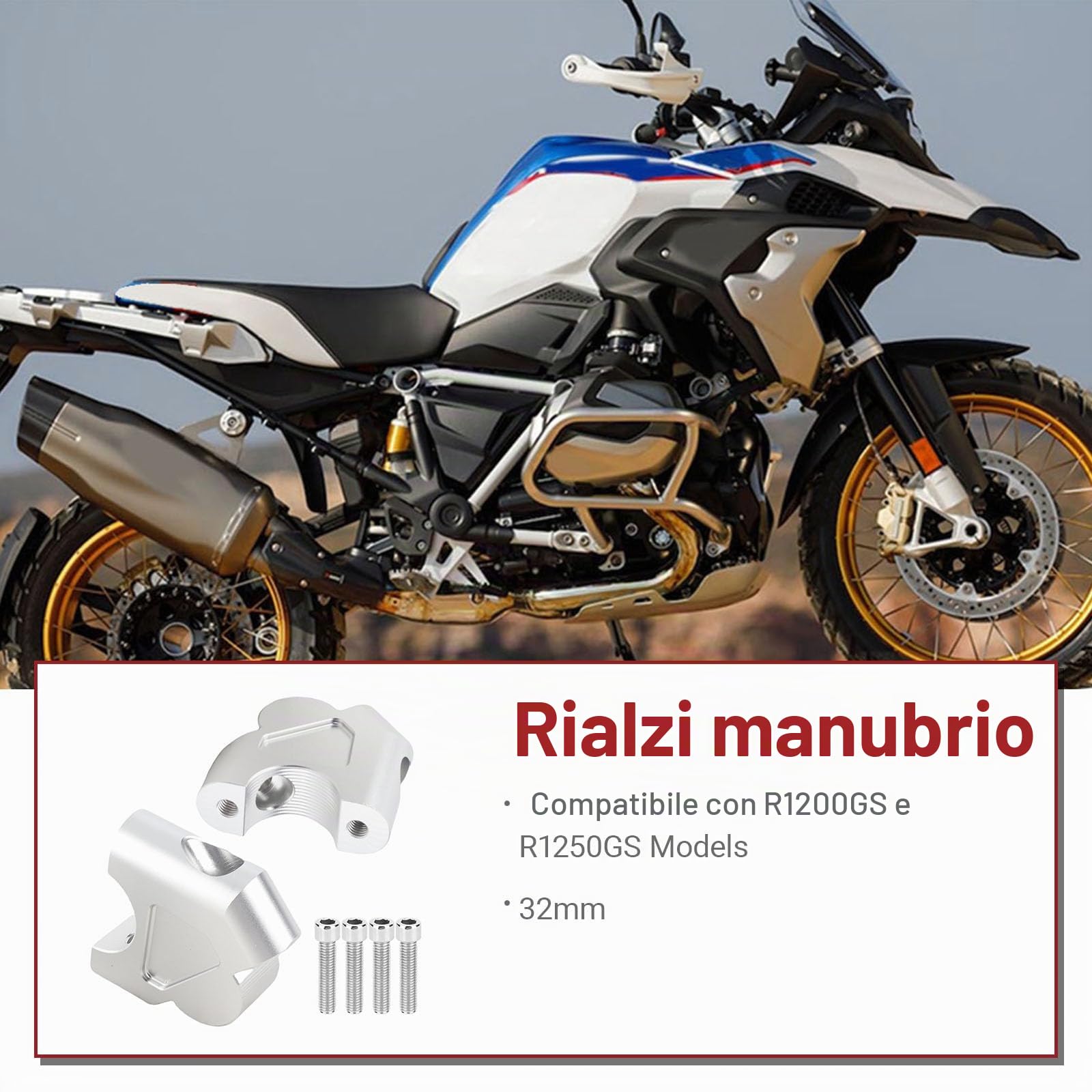 OUKENS rialzo manubrio moto BMW R1200GS 30mm alluminio 2pz