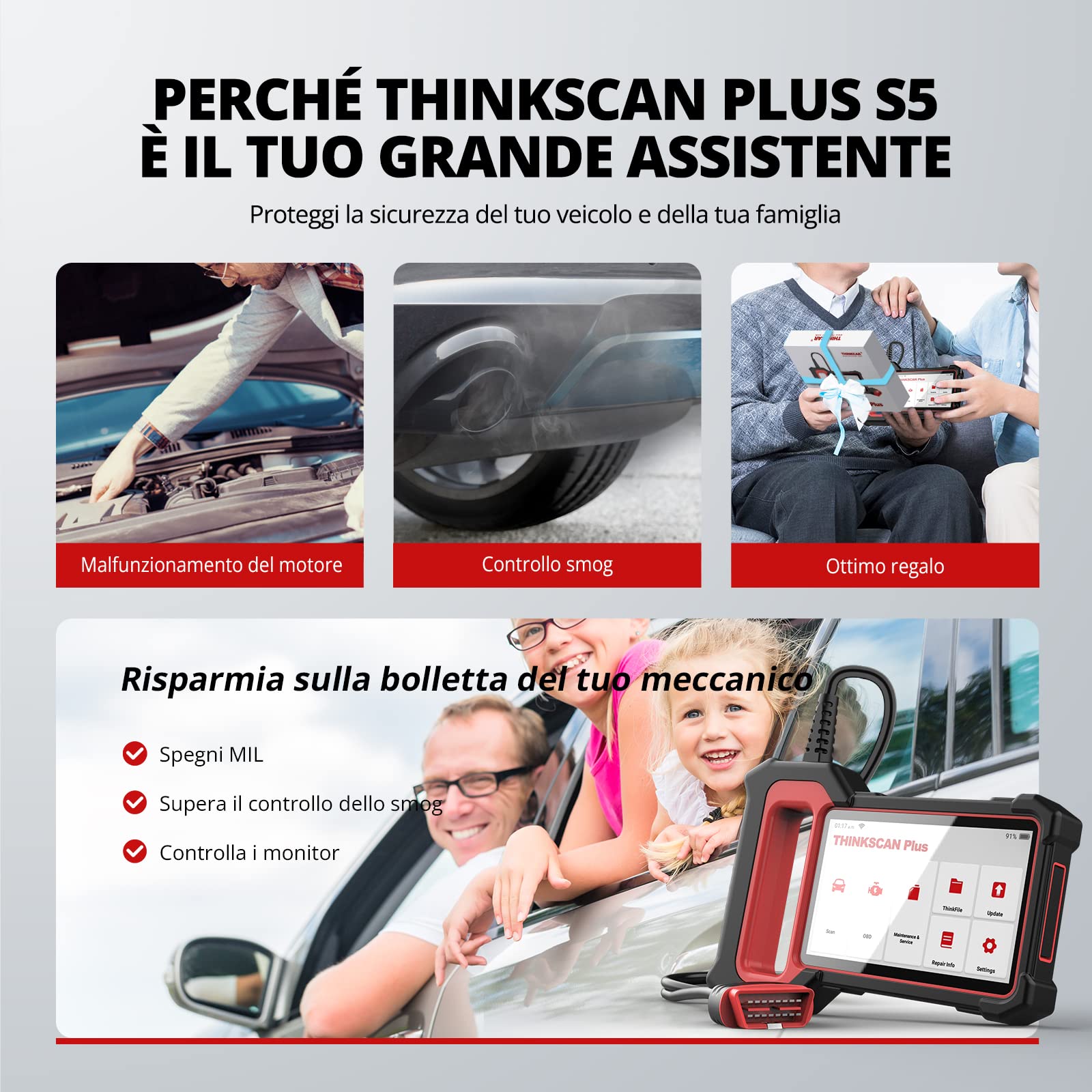 Thinkcar Thinkscan Plus S5 diagnostica auto 4 sistemi