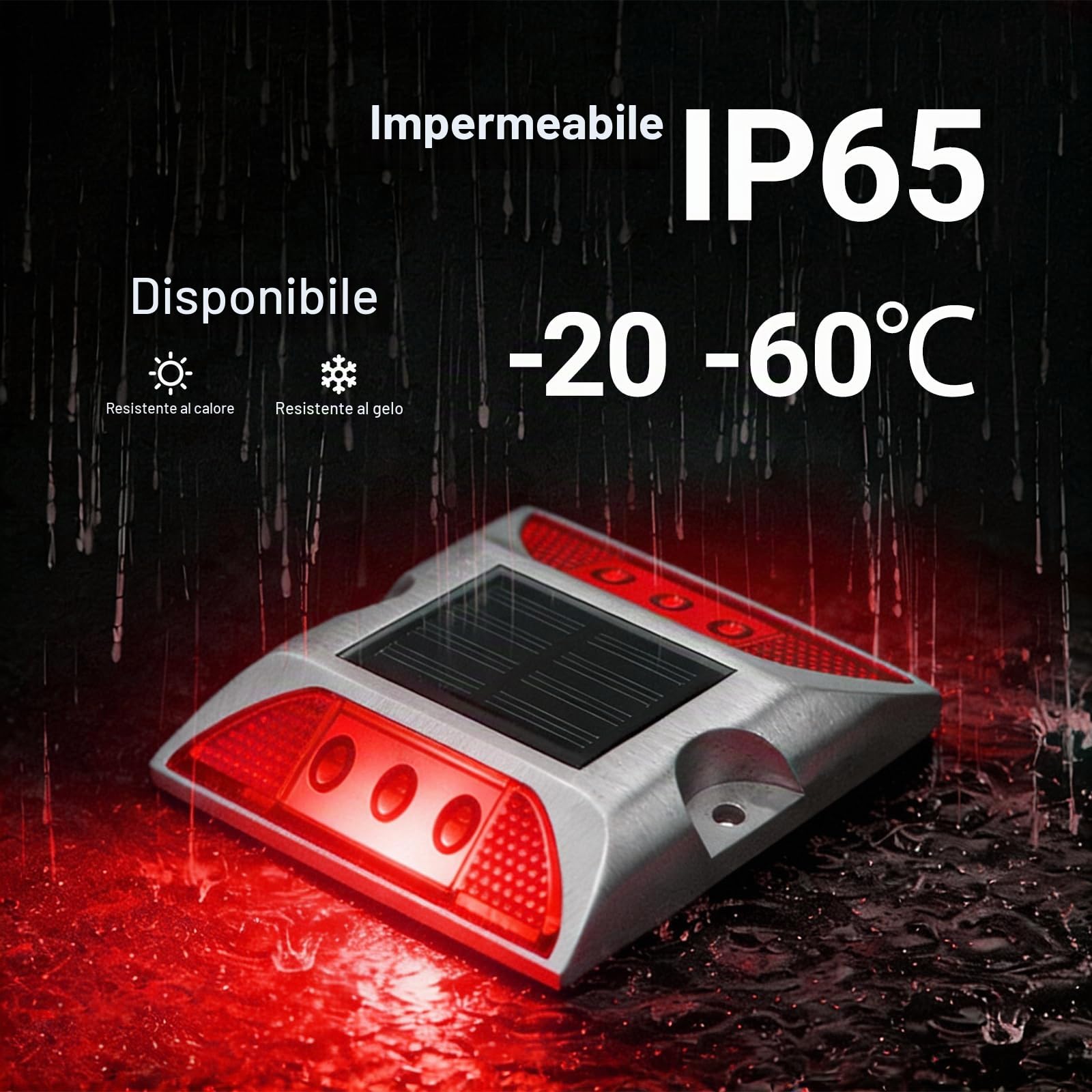 OUKENS Segnapasso Solare LED Terra Rosso IP65 Alluminio