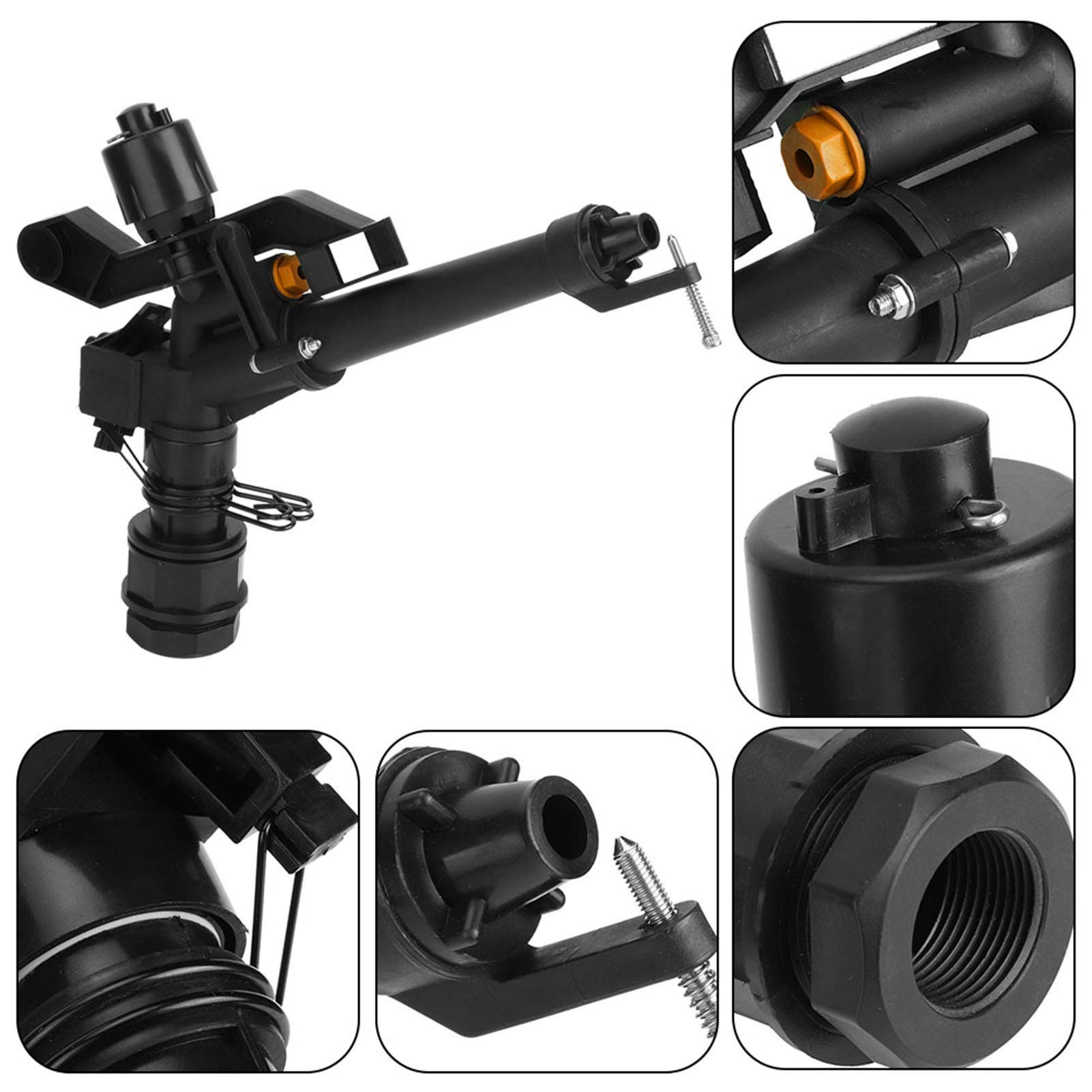 OUKENS Garden Irrigation Irrigatore 360° DN25 1" Nero