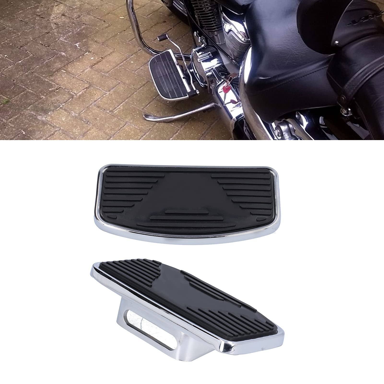 OUKENS Pedane Moto Larghe VTX1300 VTX1800 2 Pezzi Acciaio Gomma