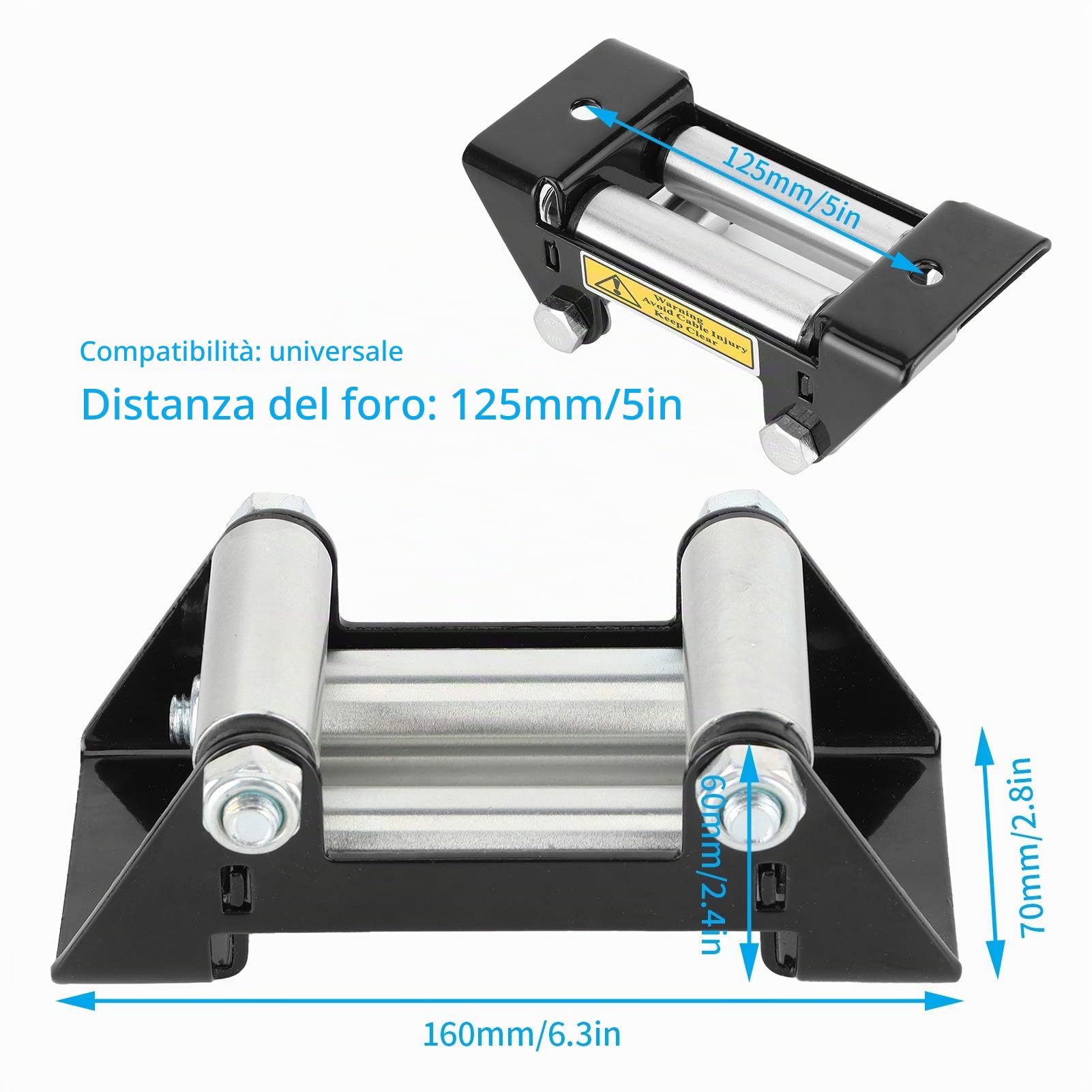 OUKENS Passacavo a Rullo Verricello 125 mm Acciaio