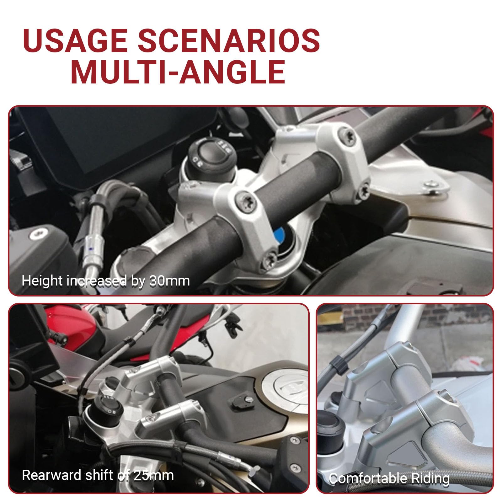 OUKENS rialzo manubrio moto BMW R1200GS 30mm alluminio 2pz