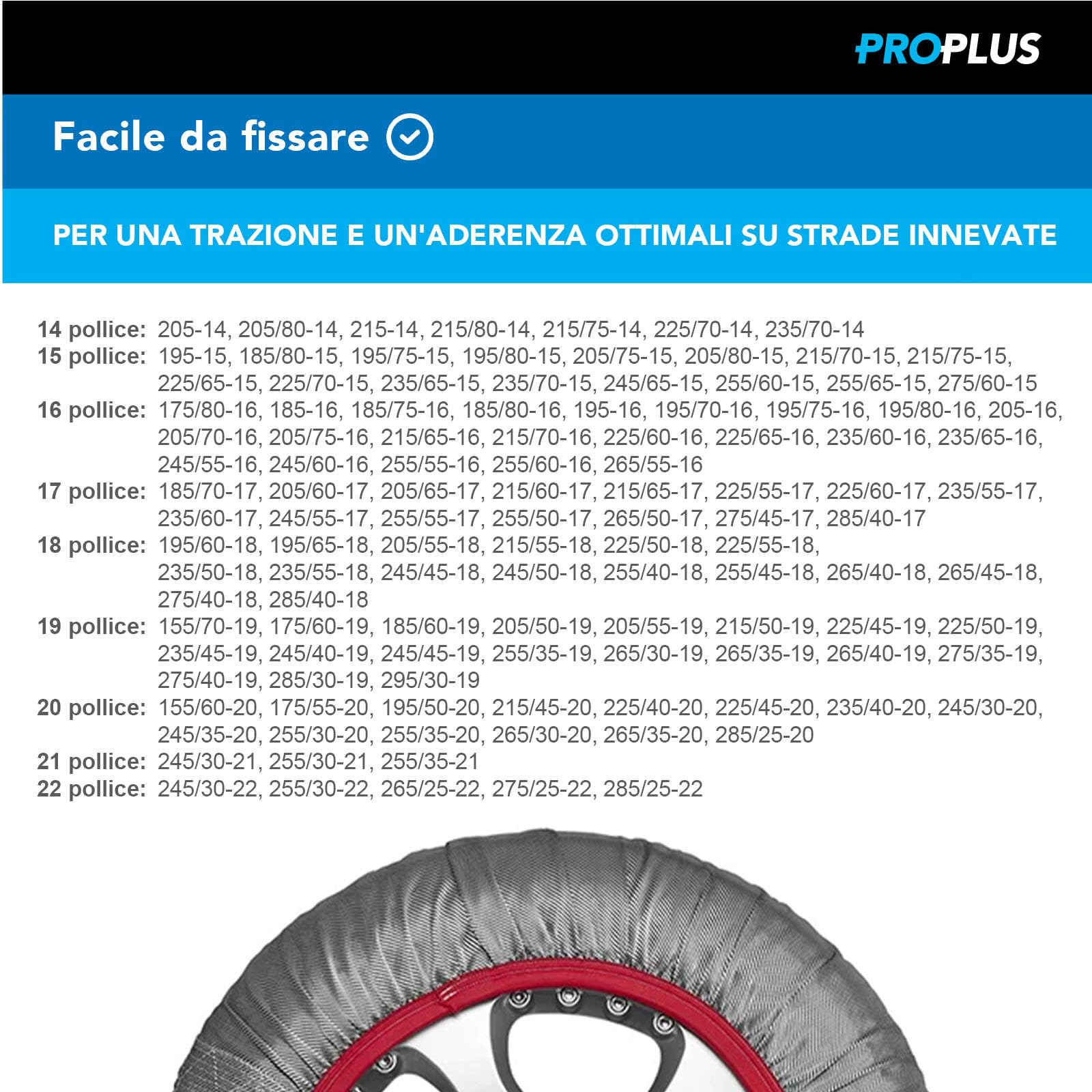 ProPlus CWS80 Calzari Neve Auto Set 2 Pezzi PET