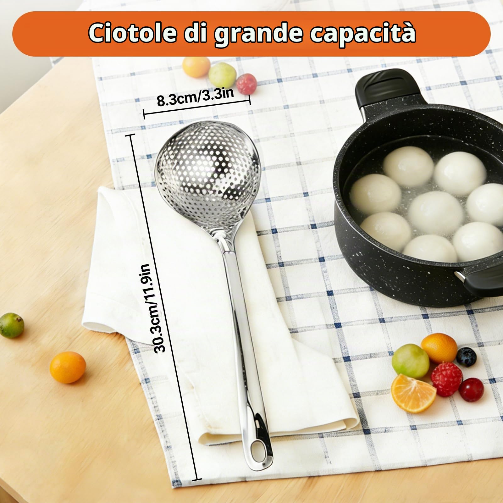 Oukens schiumarola acciaio inox 30 cm 2 pezzi
