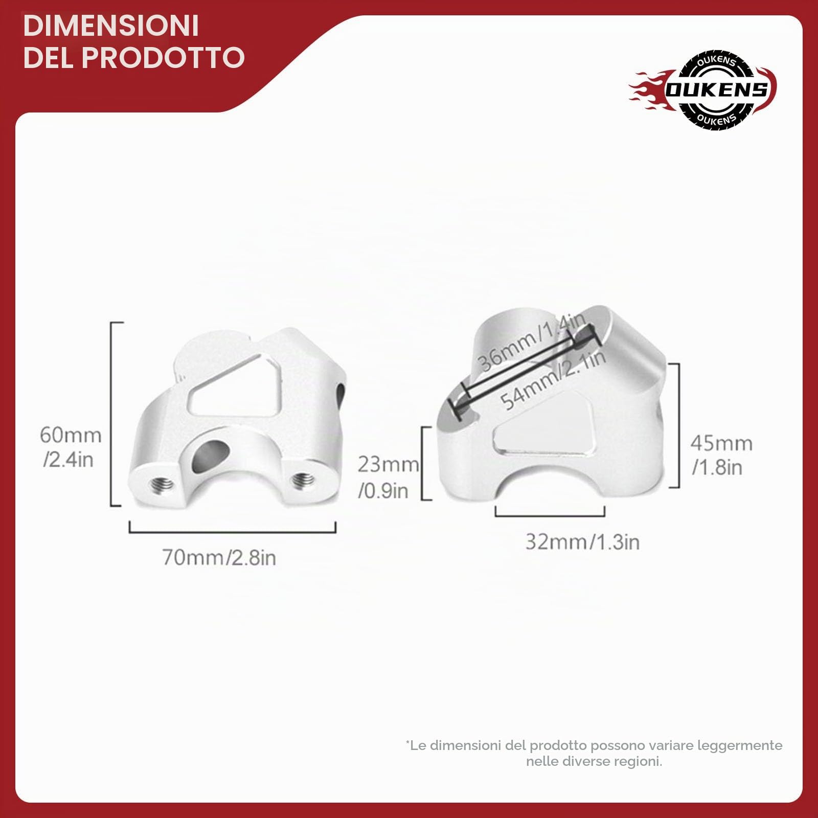 OUKENS rialzo manubrio moto BMW R1200GS 30mm alluminio 2pz