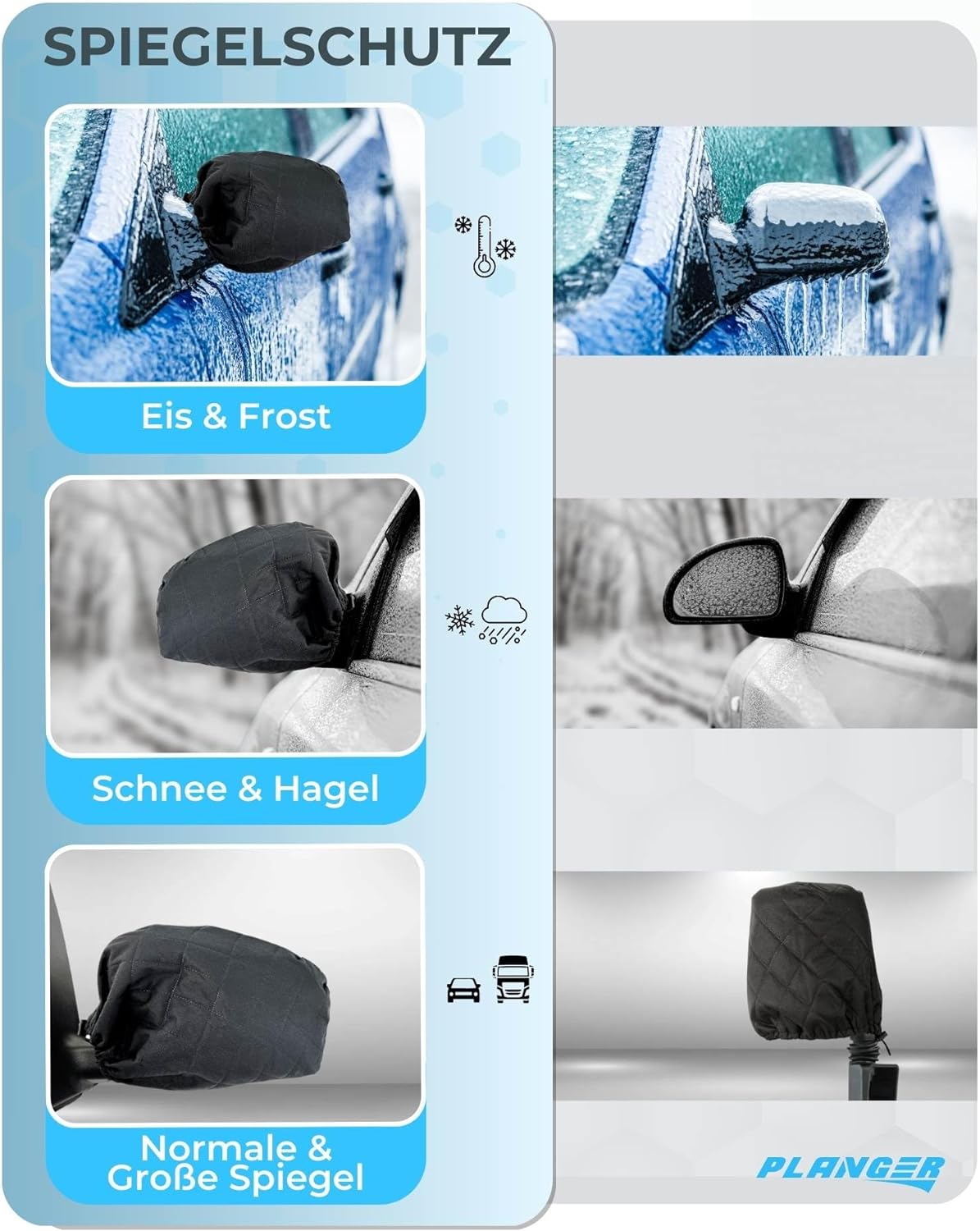 PLANGER Zubehör Mirror Cover coprispecchietti auto protezione