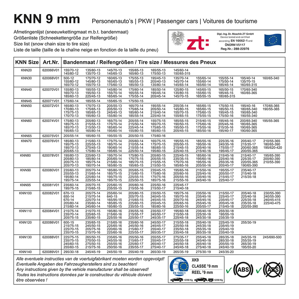 ProPlus KNN80 Catene Neve Auto 9 mm 2 Pezzi TÜV
