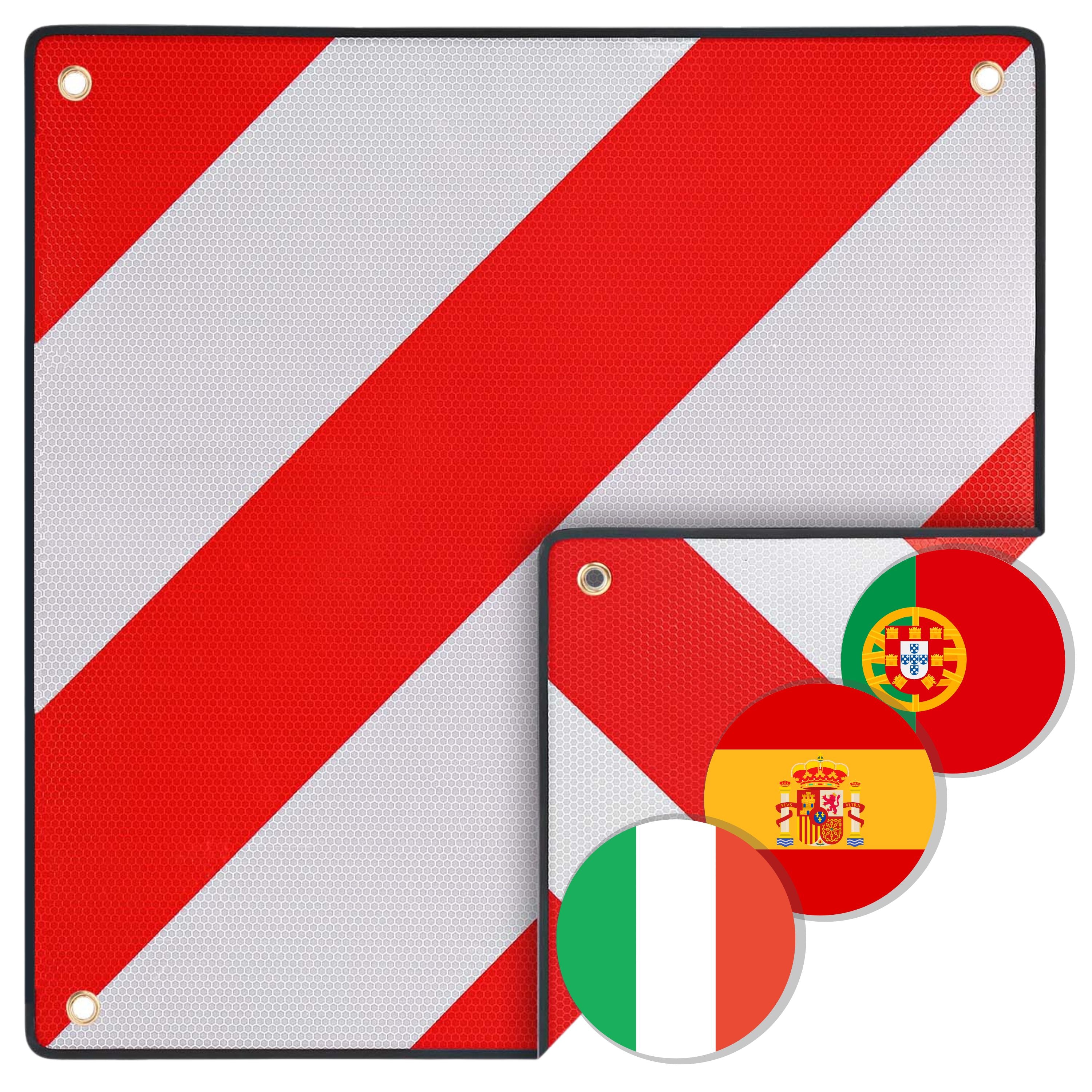 PLANGER Warntafeln Cartello 3in1 Italia Spagna Portogallo 50x50 cm
