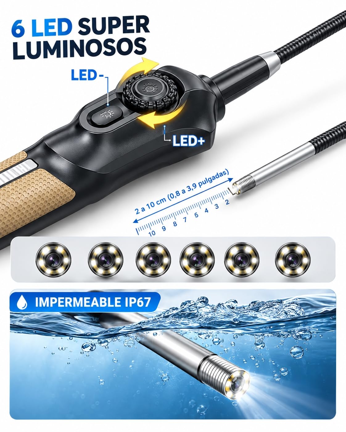 Thinkcar TES102 Endoscopio Auto 5,5 mm 2MP HD 900 mm