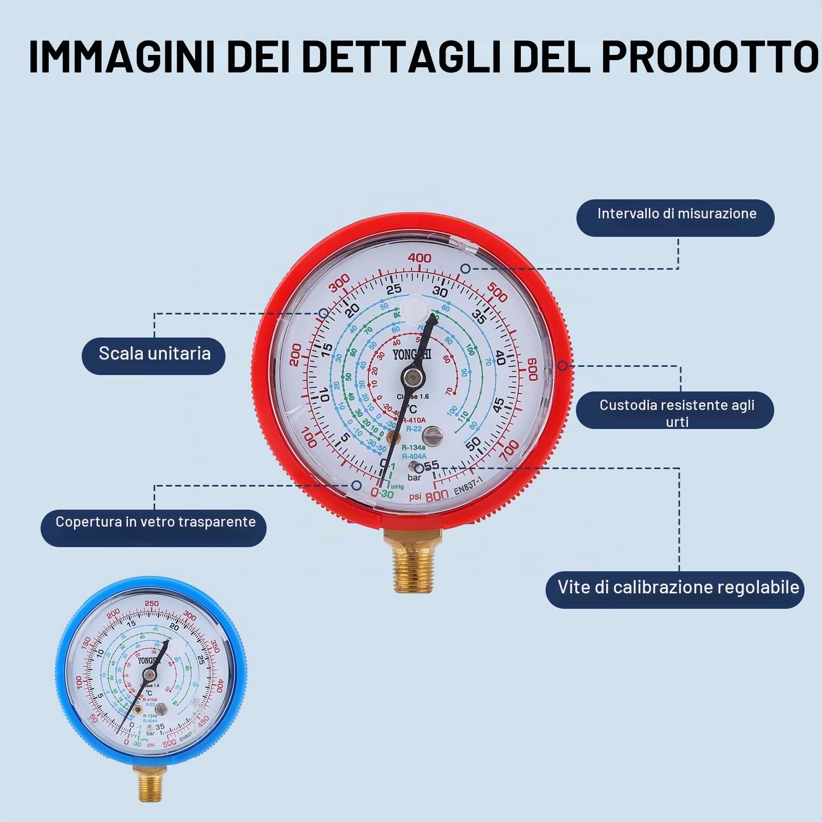 OUKENS Manifold Gauge manometro refrigerante R410A R134A R22