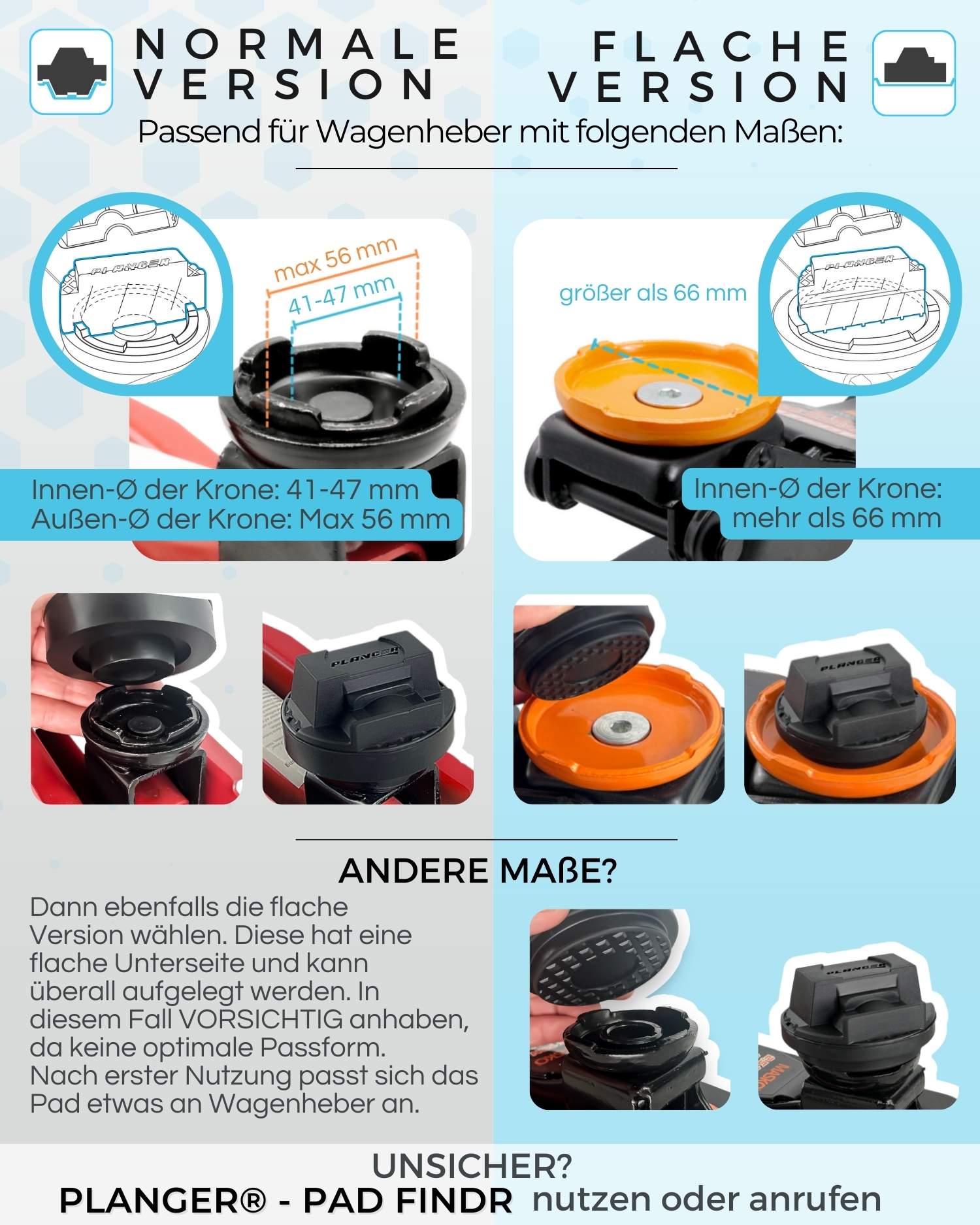 PLANGER Daimnd Pad Tampone Gomma per Cric Mercedes 3,5t