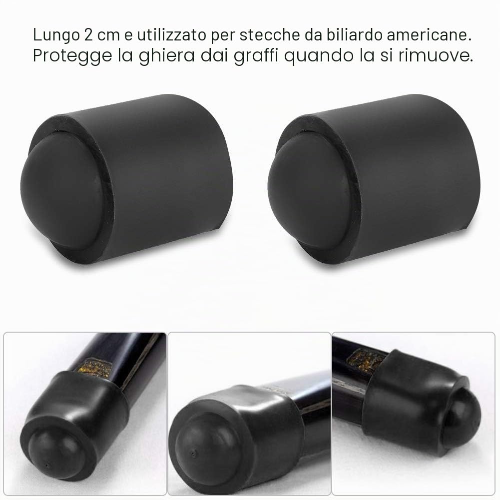 OUKENS Stecca Biliardo Copri Punta Gomma Nera 10 Pezzi 20mm
