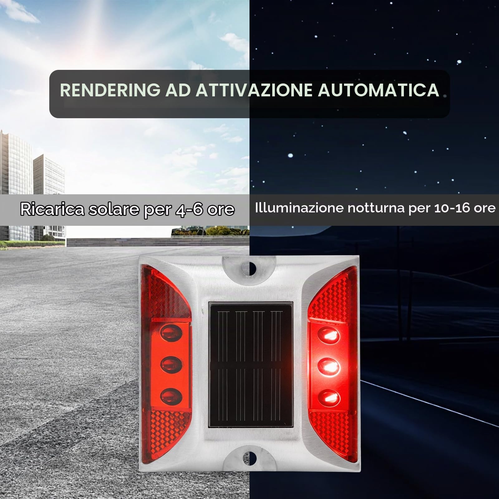 OUKENS Segnapasso Solare LED Terra Rosso IP65 Alluminio