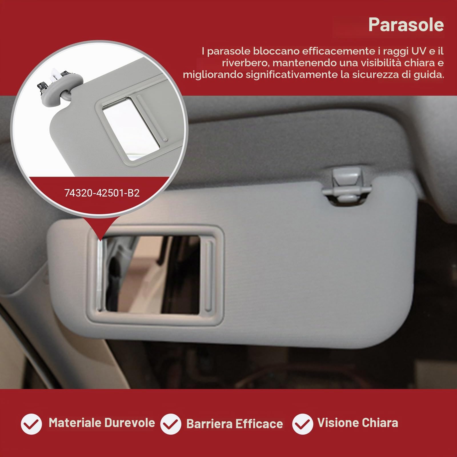 OUKENS Aletta Parasole RAV4 2006-2009 Grigia Sinistra