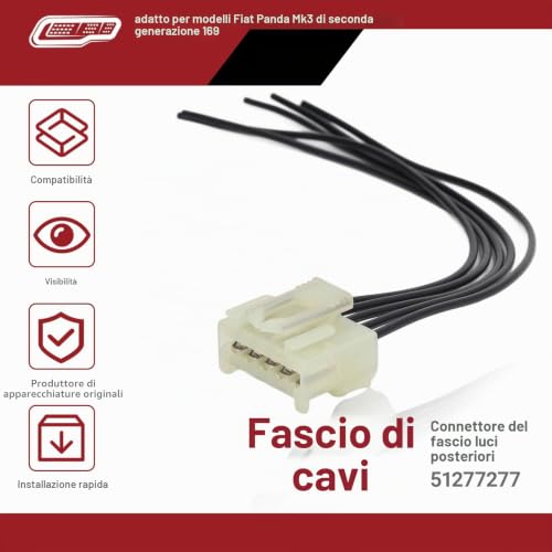 OUKENS 51277277 Connettore Luci Posteriori Fiat Panda 169 ABS